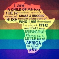 the word africa written in different languages on a rainbow colored background