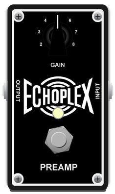 the echoplex preamp pedal is shown in black and white, with an orange ball on