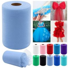 several different colors of tulle and ribbons