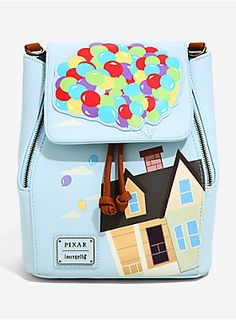 Loungefly Disney Pixar Up Balloon Flap Mini Backpack - BoxLunch Exclusive Cheap Multicolor Bags For Disney Trips, Disney Surprise Bag, Cheap Pink Disney Backpack, Up Theme Baby Shower Disney, Loungefly Purse, Disney Bags Backpacks, Cute Mini Backpacks, Disney Pixar Up, Disney Up