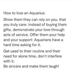 an email message to someone about aquarius