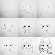 Step by step tutorial on how to draw an Anime/Manga Girl Simple Anime, Tree Drawings Pencil, Easy Drawings For Beginners, Lips Drawing, Ipad Drawings