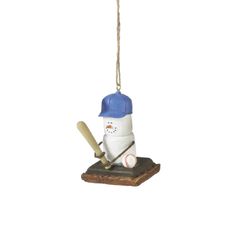 Baseball Player S'mores Ornament Baseball Christmas Ornaments, Flags Of European Countries, Marshmallow Snowman, Baseball Christmas, Sports Flags, Military Branches, Flag Banner, S Mores, Twine