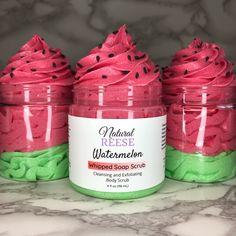 Watermelon whipped soap scrub Christmas And Friends, Whipped Soap Diy, Whipped Sugar Scrub, Soap Scrub, Foaming Sugar Scrub, Handmade Soap Recipes, Sugar Scrub Recipe, Sugar Scrub Diy, Exfoliating Body Scrub