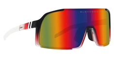 Get up and move with ‘Dance Kingdom.’ Part of our sports-centric ‘Exposé’ collection, we’ve gone all out so you can go all out. These wraparound sunglasses boast a frame that fades from solid black to crystal red to crystal clear. A matching PureBlend™ rainbow lens provides peak performance and miles of style. // Details: Gender:Unisex Frame:Black, Red and Clear Gradient Lens Color:PureBlend™ Rainbow Mirrored UV Rating:100% UV Protection Nose Pads:Adjustable Fit / Size:Large Vibe:Sport In the Bo Red Shield Sunglasses With Uva Protection, Functional Red Polarized Sunglasses, Sporty Red Sunglasses For Outdoor, Red Shield Sunglasses With Uv Protection For Sports, Sporty Red Sunglasses With Uva Protection, Red Mirrored Sunglasses For Sports, Sporty Red Sunglasses With Mirrored Lenses, Red Sporty Sunglasses With Uva Protection, Functional Red Sports Sunglasses