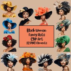 Black Hair Updo Hairstyles, Fashion Clipart, Hat Clips, Fancy Hats, Fascinator Hats, Boss Lady, Hair Updos, Black Hair, Fascinator