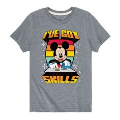 Michigan Wolverines Add the finishing touch to your kid's outfit with this fun Mickey Mouse I Got Skills Gaming Tee. © Disney FEATURES Crewneck Short sleevesFABRIC & CARE Solid colors: cotton; Heather colors: cotton, polyester Machine wash Imported Size: Medium. Color: Med Grey. Gender: male. Age Group: kids. Pattern: graphic. Material: Polyester|Cotton. Gaming Tees, Skill Games, Graphic Material, Kids Pattern, Michigan Wolverines, Pattern Graphic, Disney Mickey Mouse, Disney Mickey, Solid Colors