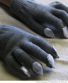 an image of someone's hands wearing gloves with silver dots on the thumbnails