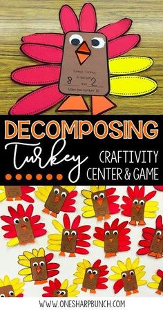 decomposing turkey craftivity center and game for kids to play on the table