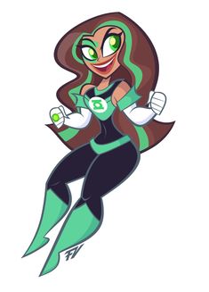 the green lantern girl is flying through the air