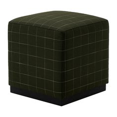 a green and black square ottoman