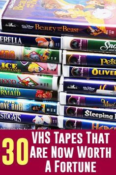 a stack of dvd's with the title 30 vhs tapes that are now worth a fortune