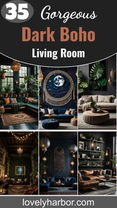 35 Gorgeous Dark Boho Living Room Inspirations Black Goth Living Room, Nature Living Room Aesthetic, Cozy Boho Aesthetic, Small Dark Living Room Ideas Cozy, Wiccan Living Room, Dark Boho Apartment Living Room, Dark Boho Living Room Decor, Boho Living Room Dark, Whimsigothic Living Room