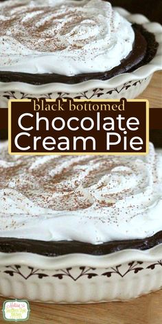 Black Bottomed Chocolate Cream Pie Homemade Chocolate Cream Pie, Chocolate Custard Filling, Chocolate Milkshake Recipe, Dessert Pizzas, Fancy Deserts, Chocolate Cream Pie Recipe, Southern Style Kitchen, Chocolate Cookie Crust, Homemade Custard