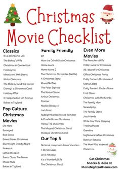 the christmas movie checklist for families