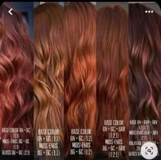 Copper Auburn Hair Color Formula, Ginger Copper Hair Formula, Hair Color Number Chart, Shades Of Copper Hair, Ginger Beer Hair Color Formula, Copper Hair Wella Formula, Hear Ideas, Joico Copper Formula, Goldwell Copper Formula