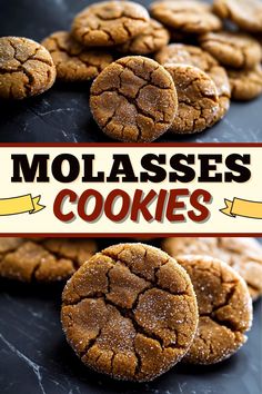 molassses cookies on a table with the title above it