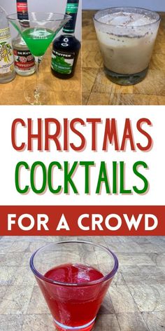 christmas cocktails for a crowd with text overlay that reads christmas cocktails for a crowd