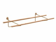 a wooden rack with two hooks on it