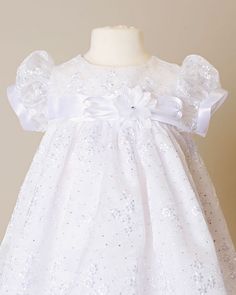 Jada White Christening Gown Spring Princess Style Baptism Dress In Organza, White Gown With Fitted Bodice For Dress-up, White Gown With Fitted Bodice For Dress-up Occasions, Spring Princess Baptism Dress In Organza, White Organza Gown For Party, White Organza Party Gown, White Organza Baptism Dress For Spring, Princess Style Fitted Baptism Dress With Lace Bodice, Fitted Princess Baptism Dress With Lace Bodice