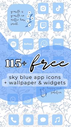 free blue app icons. blue aesthetic app icons. blue and white floral phone wallpaper. Ipad App Icons Aesthetic Blue, Ipad Set Up Ideas Homescreen, Blue App Icons Aesthetic, Light Blue App Icons, App Icons Blue