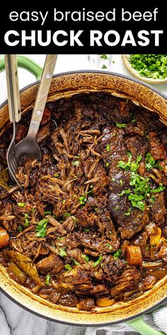 This easy braised beef chuck roast recipe is a comforting classic that’s simple to prepare but packed with rich flavor! Perfect for a cozy family dinner, this melt-in-your-mouth shredded beef pairs wonderfully with mashed potatoes or roasted vegetables, making it an effortless go-to for a busy weeknight. Chuck Roast With Mushroom Gravy, Roast Beef In The Oven Recipes, Chuck Eye Roast Recipes Crock Pot, Shredded Chuck Roast Recipes, Beef Chuck Roast Recipes Stove Top, Bear Roast Recipe Crock Pot, Beef Arm Roast Recipes Crockpot, Roast Beef Recipes Crockpot, Beef Roast Crockpot Recipes