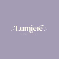 the word lumiere written in white on a purple background