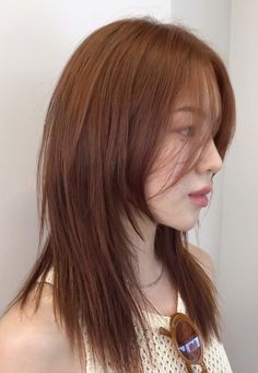 Orange Brown Hair, 2024 Haircuts, Yakitori Chicken, Copper Brown Hair, Brown Straight Hair, Asian Short Hair, Copper Hair Color, Messy Short Hair, Low Maintenance Hair