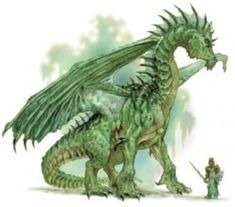 a drawing of a green dragon sitting on its hind legs