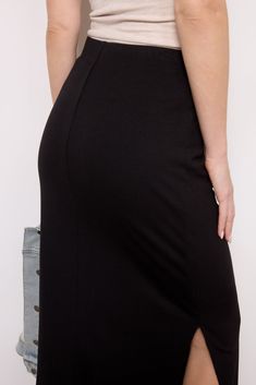 Elevate any look with this ribbed maxi skirt from LNA, crafted from stretch rib knit material, this skirt features a shorter double layer to prevent sheerness, an elastic waistband, and two side slits for easy movement. Pair with anything from your favorite graphic tee to a button-down. | LNA Women's Ribbed Maxi Skirt, Size XL, Black Black Stretch Elastane Maxi Skirt, Elegant Ribbed Maxi Skirt, Solid Stretch Maxi Skirt, Black Stretch Full-length Pencil Skirt, Casual Maxi Skirt For Night Out, Solid Ribbed Midi Skirt, Ribbed Solid Color Midi Skirt, High Waist Stretch Solid Maxi Skirt, Stretch High Waist Maxi Skirt