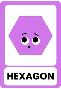 the hexagon sign is purple and has black letters on it, which says hexagon