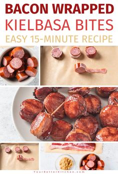 bacon wrapped kielbasa bites are easy to make and delicious