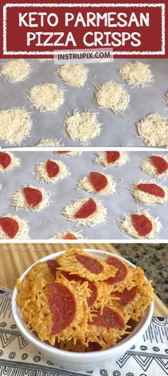 keto parmesan pizza crispes with cheese and pepperoni