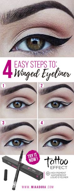 Best liquid liner tutorial and tips for beginners you must follow step by step to get the perfect winged cat eye #makeup#eyeliner #wingedeyes Cat Eyeliner Tutorial, Pretty Eyeliner, Cat Eye Makeup Tutorial, Black Eye Liner, Eyeliner Tricks, Liner Tutorial, Winged Cat, Eye Makeup Eyeliner, Black Liquid Eyeliner