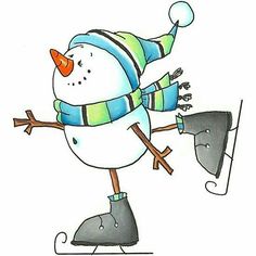 a drawing of a snowman on skis