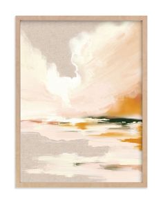 an abstract painting in beige and orange tones