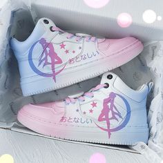 women sailor moon shoes tennis high tops sneakers Mature Printing Tech, So the graphics are delicate and wouldn't fall off easilyThey also are a great option as gift for naruto fans or anime fans Material: PU Color: Blue Pink Craft: Handmade, customization takes 3 days Share product links to social platforms instagram, Sailor Moon Shoes, Sailor Moons, Moon Shoes, Aesthetic Sneakers, Blue High Tops, Y2k Aesthetic Fashion, High Tops Sneakers, Pink Crafts, Moon Aesthetic