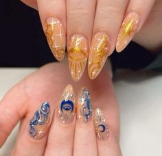 College Nails, Sun Nails, Hippie Nails, Punk Nails, Cute Simple Nails, Moon Nails, Nail Art Ideas, Fall Nail