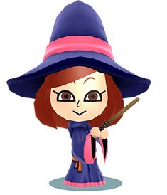 a cartoon character wearing a witches hat and holding a broom