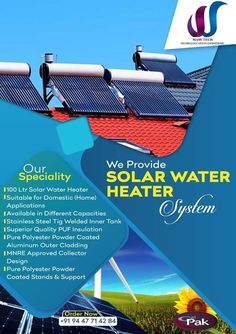 an advertisement for solar water heater system