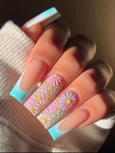 Spring Acrylic Nails, Stylish Nails Designs, Colorful Nails, Cute Acrylic Nail Designs, Her Nails, Unique Acrylic Nails, Nail Swag, Short Acrylic Nails Designs