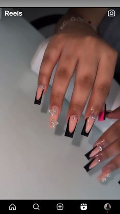 Black Acrylic Nails, Long Acrylic Nail Designs, Colored Acrylic Nails, White Acrylic Nails, Girly Acrylic Nails, French Tip Acrylic Nails, Dope Nail Designs, Short Square Acrylic Nails, Long Acrylic Nails Coffin