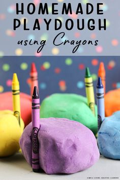 homemade playdough using crayons is an easy and fun activity for kids