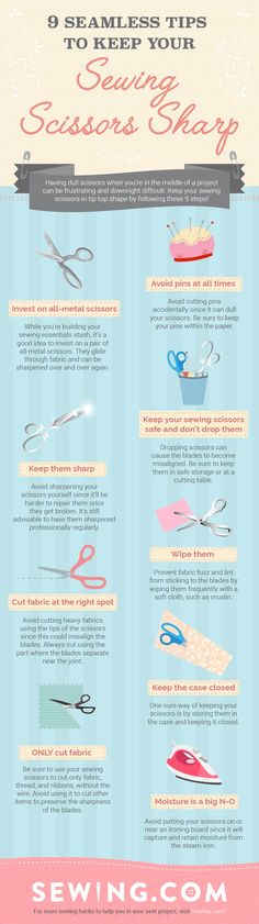 a poster with instructions on how to use scissors for sewing and other crafting projects