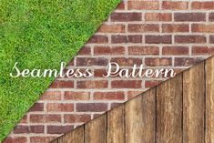 a brick wall and grass with the words seamless pattern on it