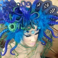 Art Headpiece, Fairytale Couture, Mermaid Costumes, Mermaid Halloween, Under The Sea Theme, Steampunk Diy, Body Adornment