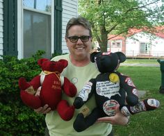 Custom teddy bears made from athletic items, Stearnsy Teddy Bears, Stotts City, MO. Christmas Sweaters