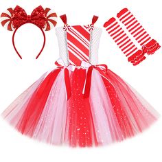 Girls Christmas Candy Cane Tutu Dress Outfits Red White Glittery Mrs Santa Claus Costume for Kids Pink Christmas Dress For Dress-up, Pink Princess Dress For Christmas Party, Festive Red Princess Dress For Dress-up, Pink Holiday Dress For Christmas Party, Pink Holiday Dress For Dress-up, Pink Holiday Dress For Dress-up Occasions, Fitted Pink Holiday Dress For Christmas, Pink Holiday Tutu Dress For Festive Occasions, Holiday Festive Pink Tutu Dress