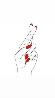 two hands with red nail polish holding each other