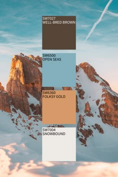 the color scheme for an outdoor area with mountains in the background